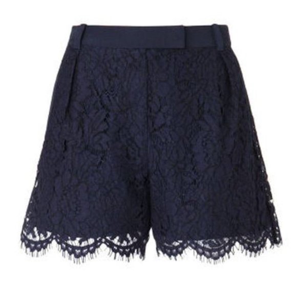 Whistles Pants - Whistles RARE Lace Navy Blue High Waisted Holly Shorts 8